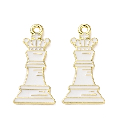 Белый Подвески из эмали и сплава, настольные игры для взрослых/шахматные брелоки, золотые, белые, 27x13x1.2 мм, отверстие : 1.6 мм