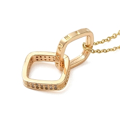 Rhombus Ожерелья с подвеской из латуни с микропаве и прозрачным кубическим цирконием для женщин, 201 из нержавеющей стали кабель цепи ожерелья, ромб, 16.14 дюйм (41 см)