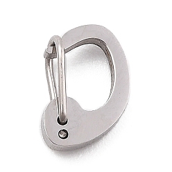 Stainless Steel Color Non-Tarnish 304 Stainless Steel Push Gate Snap Key Clasps, Manual Polishing, Stainless Steel Color, 10x7x4mm, Inner Diameter: 4x6mm