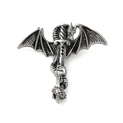 Античное Серебро 304 подвески из нержавеющей стали, талисман драконьего меча, античное серебро, 27x29x10 мм, отверстие : 4x2 мм