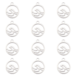 Нержавеющая Сталь Цвет 304 прелести нержавеющей стали, полый, кулон горного альянса друг друга, цвет нержавеющей стали, 14x12x1 мм, отверстие : 1.5 мм, 12 шт / коробка