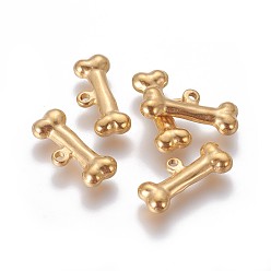 Golden 304 Stainless Steel Pendants, Bone, Golden, 7.7~9.2x20x4mm, Hole: 1.5~1.6mm