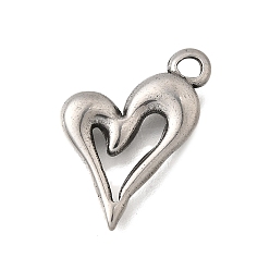 Нержавеющая Сталь Цвет 304 подвески из нержавеющей стали, шарма сердца, анти-тускнение, цвет нержавеющей стали, 21.5x15.5x2.5 мм, отверстие : 2.5 мм