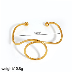 Ring 304 Браслеты-манжеты из нержавеющей стали с геометрическим спиральным узором для женщин, реальный 18 k позолоченный, кольцо, внутренний диаметр: 2.56 дюйм (6.5 см)