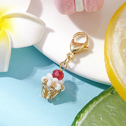 Золотистый Украшения из стеклянных бусин, с 304 из нержавеющей стали Lobster Claw застежками, чашка для мороженого, золотые, 35 мм