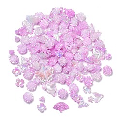 Violeta Kit de búsqueda de joyería estilo perla de imitación diy, incluyendo cuentas de plástico, cabujones, eslabones y colgantes, mariposa/abanico/flor/cola de pez/formas redondas, violeta, 6~40x10~40x2.5~12 mm, agujero: 1.4~3.2 mm, Sobre 645 unidades / 500 g
