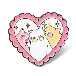 Разноцветный Эмалевые булавки, булавки для лацканов из сплава для одежды рюкзака, Сердце с кошкой, красочный, 27x30 мм