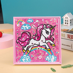 Unicorn DIY Square Animal Diamond Painting Kits, Including Frame, Resin Rhinestones, Diamond Sticky Pen, Tray Plate and Glue Clay, Unicorn Pattern, 205x210x30mm