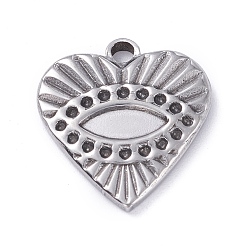 Stainless Steel Color Tarnish Resistant 304 Stainless Steel Pendant Rhinestone Cabochons, Heart with Eye, Stainless Steel Color, 17x16x2.5mm, Hole: 2mm, Fit for 1mm and 7x2.6mm Rhinestone