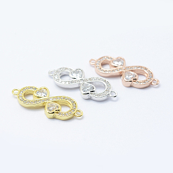 (52) Непрозрачная лаванда Латунные микро проложить кубических ссылки циркония, прозрачные, без свинца, без никеля и без кадмия, бесконечность с сердцем, разноцветные, 24x9x3 мм, отверстие : 1 мм