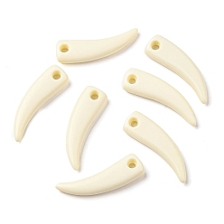 White Opaque Acrylic Pendants, Ivory Shape, White, 30.5x9x4.5mm, Hole: 2.5mm, 700pcs/500g