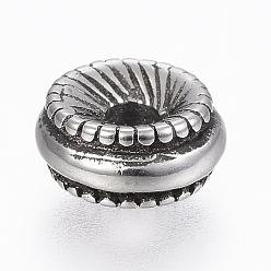 Античное Серебро 304 из нержавеющей стали разделительные бусины, рондель, античное серебро, 8x3.5 мм, отверстие : 2 мм