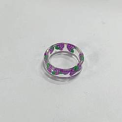 Винограды Простые кольца из смолы, кольца из полимерной глины с кусочками фруктов внутри для женщин и девочек, винограды, 17 мм