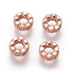 Rose Gold Brass Micro Pave Cubic Zirconia Beads, Ring, Clear, Rose Gold, 6~6.5x2.5mm, Hole: 3mm