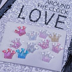 (52) Непрозрачная лаванда Светящиеся кабошоны из прозрачной смолы, Корона с сердцем, с блеском порошок, светится в темноте, граненые, разноцветные, 22x28.5x9 мм