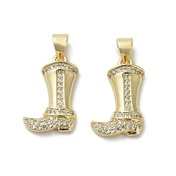 Настоящее золото 18K Латунные микро проложить кубического циркония подвески, обуви, реальный 18 k позолоченный, 18x11.5x4.5 мм, отверстие : 3.5x4 мм