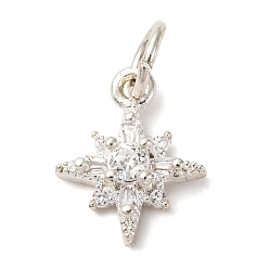 Серебро Латунные микро проложить кубического циркония подвески, гексаграмма обереги, с целью перехода в кольце, без кадмия и без свинца, стойки покрытие, долговечный, серебряные, 14x11.5x4 мм, отверстие : 4 мм