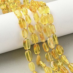 Янтарный Янтарные шарики нити, самородки, с бисером, 9~11.5x6.5~7.5x3~3.5 мм, отверстие : 0.7 мм, около 32 шт / нитка, 14.96 дюйм (38 см)