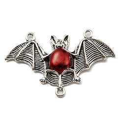 Античное Серебро Компоненты люстры из эмали из сплава, форма летучей мыши, античное серебро, 30x48x5.5 мм, отверстие : 1.8 мм