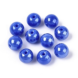 Королевский синий Гальванизированные круглые стеклянные бусины нити, гальваническое покрытие, королевский синий, 8 мм, отверстие : 1.4~1.8 мм, о: 2500 шт / 1000 г
