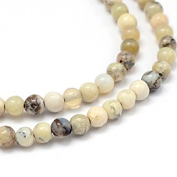 White African Opal Round Natural White African Opal Beads Strands, 4mm, Hole: 0.5mm, about 109pcs/strand, 15.7 inch