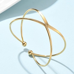 Настоящее золото 18K 304 из нержавеющей стали манжеты браслеты, браслеты с крутящим моментом для женщин, ионное покрытие (ip), реальный 18 k позолоченный, внутренний диаметр: 2-3/8 дюйм (6.05 см)