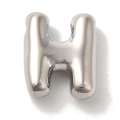 Letter H Brass Pendants, Long-Lasting Plated, Platinum, Letter H, 10x8x3.5mm, Hole: 1.4mm