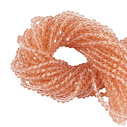 Misty Rose 20 Strands Transparent Glass Beads Strands, Faceted, Bicone, Misty Rose, 4x4mm, Hole: 0.8mm, about 80~85pcs/strand, 30~32cm
