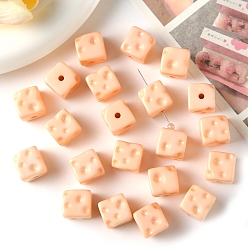 Легкий Лосось Непрозрачные акриловые бусины, кубические, светлый померанцевый, 14x14x14 мм