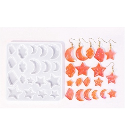 Белый Формы для подвесок своими руками, силиконовые формы для литья, для уф-смолы, изготовление изделий из эпоксидной смолы, Луна и звезды, белые, 123.5x117x6.5 мм