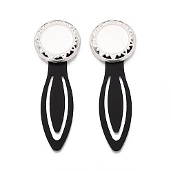 Серебро Закладки из сплава и железа, с плоским круглым вращающимся подносом, серебряные, 76.5~77.5x26.5x5.5~6 мм, Размер лотка: 18 мм