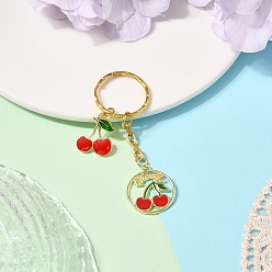 Вишня Брелок из эмалевого сплава, с железными кольцами, фрукты, золотые, вишня, 76 мм