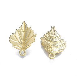 Light Gold Сплав серьги выводы, с горизонтальными петлями и 304 штифтом из нержавеющей стали, лист, без кадмия, без никеля и без свинца, золотой свет, 23.5x17.5 мм, отверстие : 1.8 мм, штифты : 0.7 мм