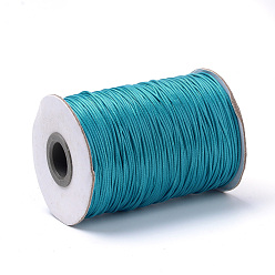 Deep Sky Blue Braided Korean Waxed Polyester Cords, Deep Sky Blue, 1mm, about 174.97 yards(160m)/roll