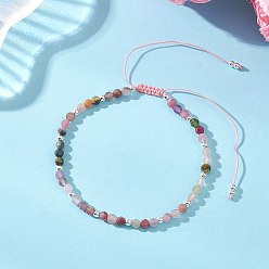 Турмалин Браслеты из натуральных разноцветных турмалинов и гальванически покрытых немагнитных синтетических гематитовых круглых бусин, плетеные из бусин, для женщин., внутренний диаметр: 1.93 ~3.39 дюйм (4.9~8.6 см)