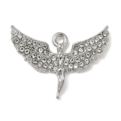 Платина Подвески из сплава и страза, ангельские прелести, без свинца и без кадмия, платина, 19x25.5x3 мм, отверстие : 1.7 мм