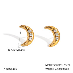 Настоящее золото 18K 304 серьги-гвоздики в виде полумесяца из нержавеющей стали для женщин, реальный 18 k позолоченный, 12.5 мм
