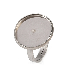 Нержавеющая Сталь Цвет 304 компоненты манжетного кольца из нержавеющей стали, настройки кольца чашки безеля, плоско-круглые, цвет нержавеющей стали, лоток : 18 мм, внутренний диаметр: 17 мм