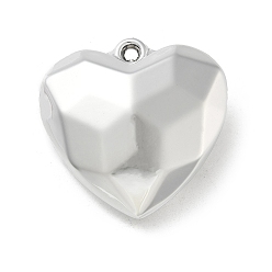 с Покрытием Серебра Покрытие акриловые подвески, с петлей, граненые, сердце, со серебряным покрытием, 41.5x42x16.5 мм, отверстие : 3 мм