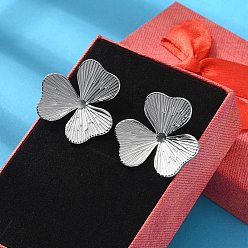 Нержавеющая Сталь Цвет 304 серьги-гвоздики из нержавеющей стали для женщин, цветок, цвет нержавеющей стали, 28.5x31.5 мм