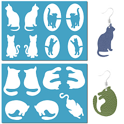 Cat Shape Акриловая серьга ручной работы шаблон, трафареты для резки кожи, форма кошки, 130x90x2 мм, 2 шт / комплект