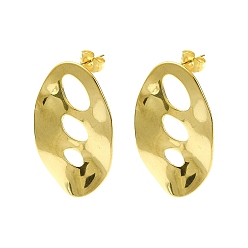 Oval 304 Фурнитура для сережек-гвоздиков из нержавеющей стали с ионным покрытием (IP), с петлей, овальные, 34x22 мм, отверстие : 3.5 мм, контактный: 10.5x0.5 mm.