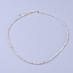 Rutilated Кварц Колье из натурального рутилированного кварца с бисером, с латунными карабин-лобстерами , граненый круглый бисер, 15.75 дюйм ~ 16.14 дюйм (40~41 см) x 2 мм