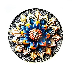 Цветок Плоские круглые акриловые плавки с принтом, связанные крючком, доска для плетения сумок, аксессуары для сумок своими руками, мандала, цветок, 18x0.3 см, отверстие : 5 мм