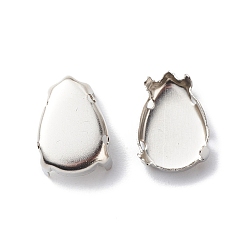 Платина Латунь пришить настройки зубца, настройки когтей для остроконечных страз, для кабошонов со стразами в форме капли, платина, 14x10x0.3 мм, отверстие : 1 мм, пригодный для стразов 10x14 мм