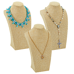 Льняное Полотно 3шт. подставки для ювелирных изделий из древесноволокнистой плиты, ожерелья держатель для органайзера ювелирных изделий, белье, 17.4x11.5x30 см, 3 шт / комплект