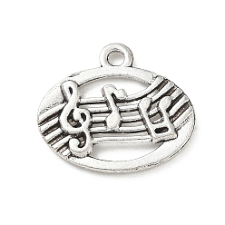 Antique Silver Tibetan Style Alloy Pendants, Musical Note Charms, Antique Silver, 17.5x20x2mm, Hole: 1.8mm