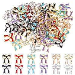 (52) Непрозрачная лаванда 72 шт 12 цвета сплава эмалевые подвески, очарование бантом, разноцветные, 15x13.5x3 мм, отверстие : 1.4 мм, 6 шт / цвет