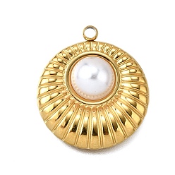 Круглые Подвески из пластикового жемчуга, с 304 нержавеющей стали, круглые, 23x20.5x5.5 мм, отверстие : 2 мм