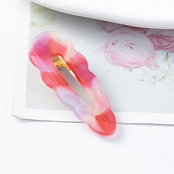 Лосось Заколки для волос из кожи аллигатора с уксусной кислотой для женщин, с металлическими выводами, salmon, 63x23 мм